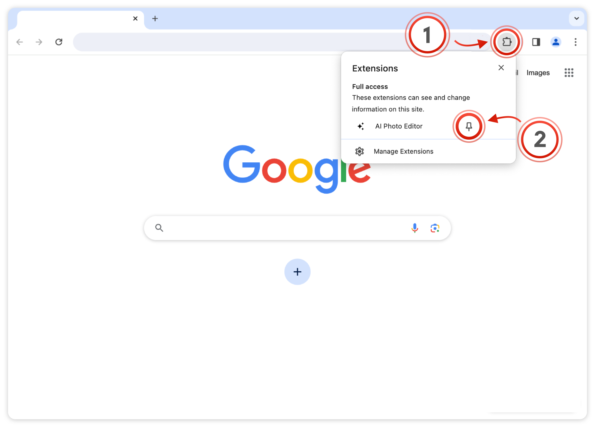 Pin AI Image Detector extension for quick access